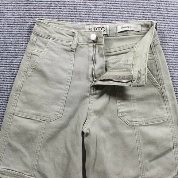 PTCL Cargo Pants Womens 25x32 Sage Wide Leg Utility Pockets Y2K - Picture 7 of 9